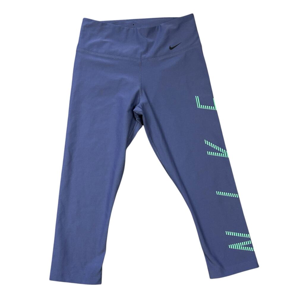 Nike Legend Crop Leggings Blue‎ Graphic Athletic Pants Small